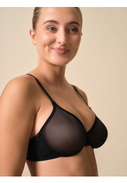 Glossies Sheer Moulded Bra - Black