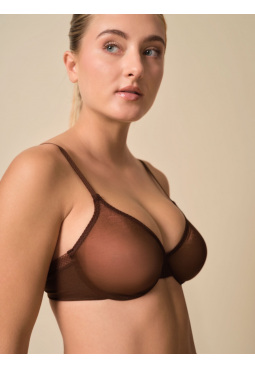 Glossies Sheer Moulded Bra - Rich Brown