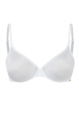 Glossies Sheer Moulded Bra - White. Sheer bra cup to help support and comfort. Gossard luxury lingerie, front bra cut out

