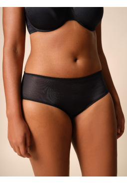 Glossies Short-Black.  Sheer short, almost see-through lingerie. Gossard luxury lingerie, front short cut out
