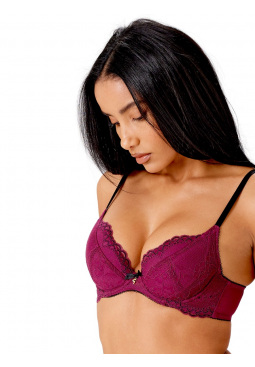 Superboost Lace Padded Plunge Bra - Purple Potion